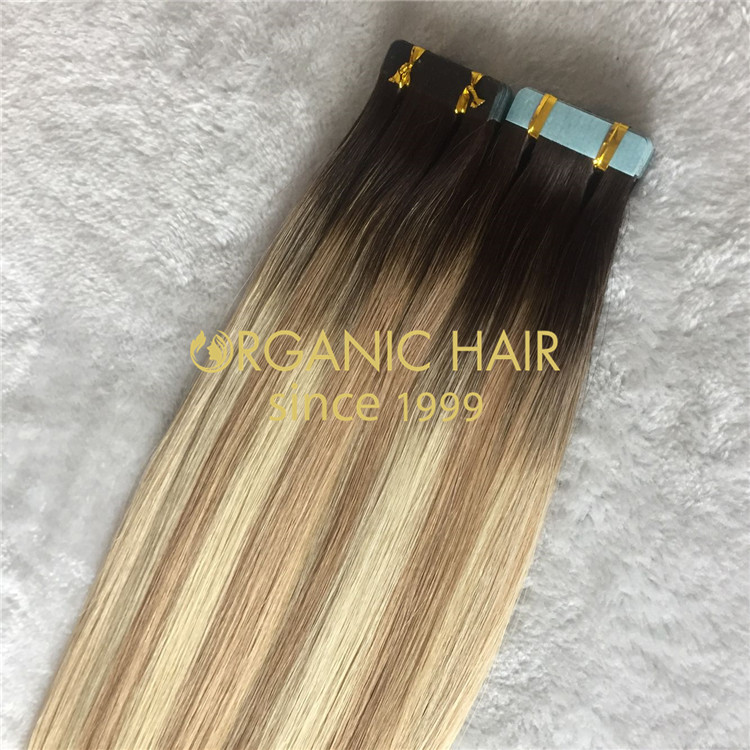 Highlighted T2mixed18/613 ombre tape hair extensions for sale H140